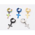thumbnail image 4 of Boucles d'Oreilles Créoles Huggie Pendantes en Acier Inoxydable pour Hommes Femmes, Argent, 4 of 4