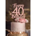 thumbnail image 1 of Decoración para tartas Veegood con purpurina dorada rosa para cumpleaños número 40, 1 of 5