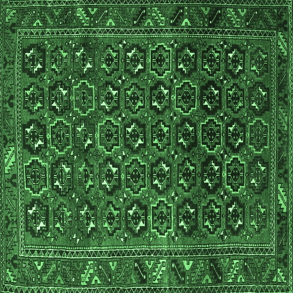 Ahgly Company Indoor Square Persian Emerald Green Traditional Area Rugs, 3' Square