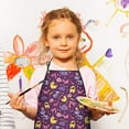 thumbnail image 2 of Purple Dinosaurs Dino Roar Pattern Kids Aprons for Girls and Boys,Adjustable Neck Strap Toddler Aprons for Kids Cooking Baking, 2 of 6