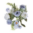 thumbnail image 2 of Littleplum Artificial Rose Flowers Bouquet,Fake 5 Rose Bouquet Faux Artificial Flower Arrangements Decoration Table Wedding Flower Centerpieces,for Door Garden Party Wall Decor,2 Pack,Blue, 2 of 9