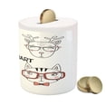 thumbnail image 3 of Saying Piggy Bank, Hand Drawn Funny Portraits of Cat Bunny Reindeer and Owl in Glasses Be Smart Text, Ceramic Coin Bank Money Box for Cash Saving, 3.6" X 3.2", Multicolor, by Ambesonne, 3 of 4