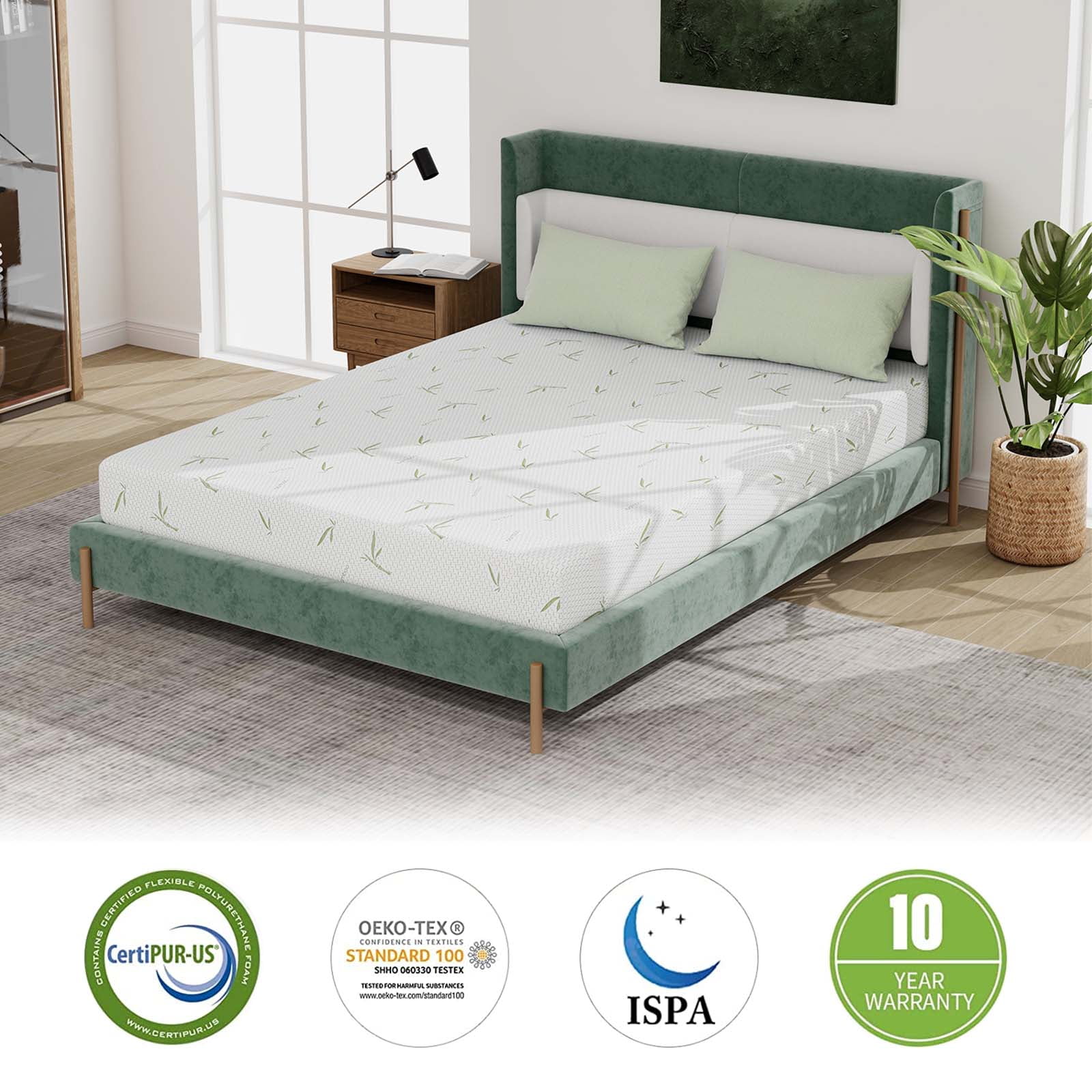 8'' Memory Foam Mattress Green Tea Mattress Medium Firm,Twin