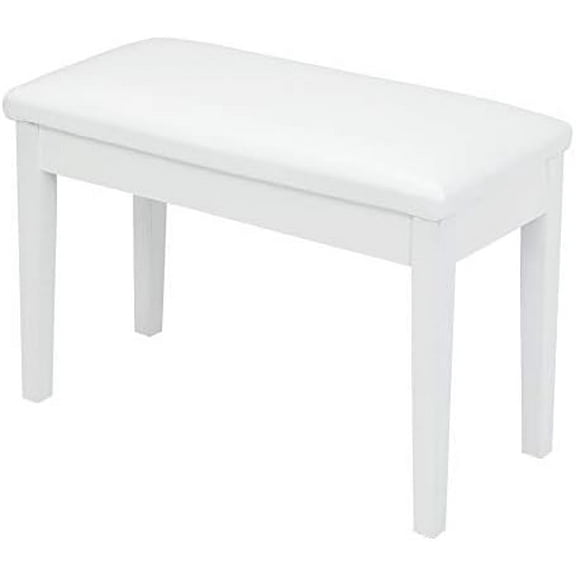 White Duet Piano Bench Wooden Keyboard Bench with Storage and Padded Cushion