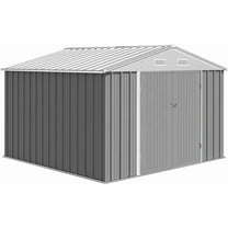 Yeshouse Gray 10x8ft Outdoor Storage Shed, Weatherproof Tool Organizer with Upgraded Structure & Secure Locking Door