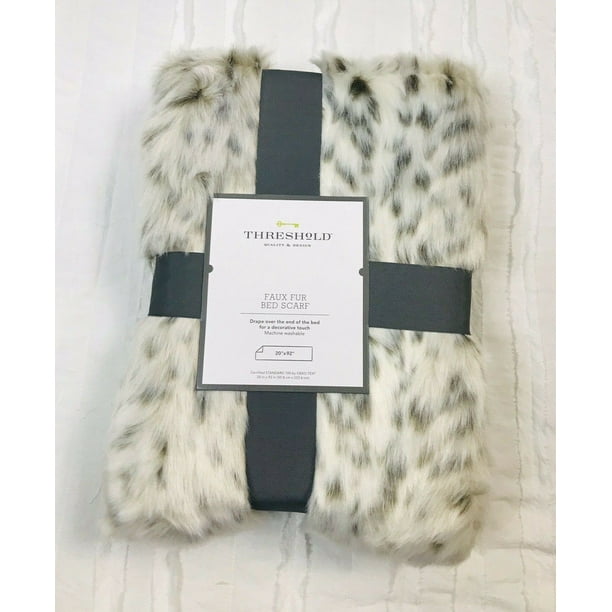 Threshold Faux Fur Bed Scarf 20" x 92" Oeko Tex Printed