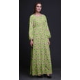 thumbnail image 2 of Bimba Polyester Georgette Leaves & Ranunculus Floral Printed Womenâ€™s Long Sleeve MaxiÂ&nbsp;DressÂ&nbsp;Elastic Waist Gown-Medium, 2 of 5