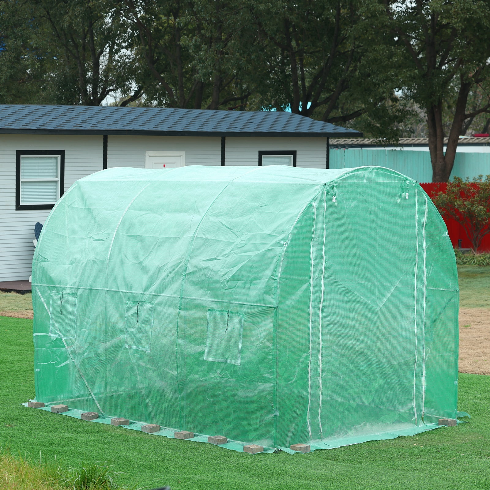 Aoodor Walk-in Tunnel Greenhouse Replacement Cover 10'X7'X7' Large Outdoor Plant Gardening Greenhouse Spare Parts Cover (Frame NOT Included)
