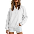 thumbnail image 3 of Womens Casual Sweatshirt Loose Fit Quarter Zip Oversized Drop Shoulder Long Sleeve Pullover Top for Weekend Errand Outfit ., 3 of 7