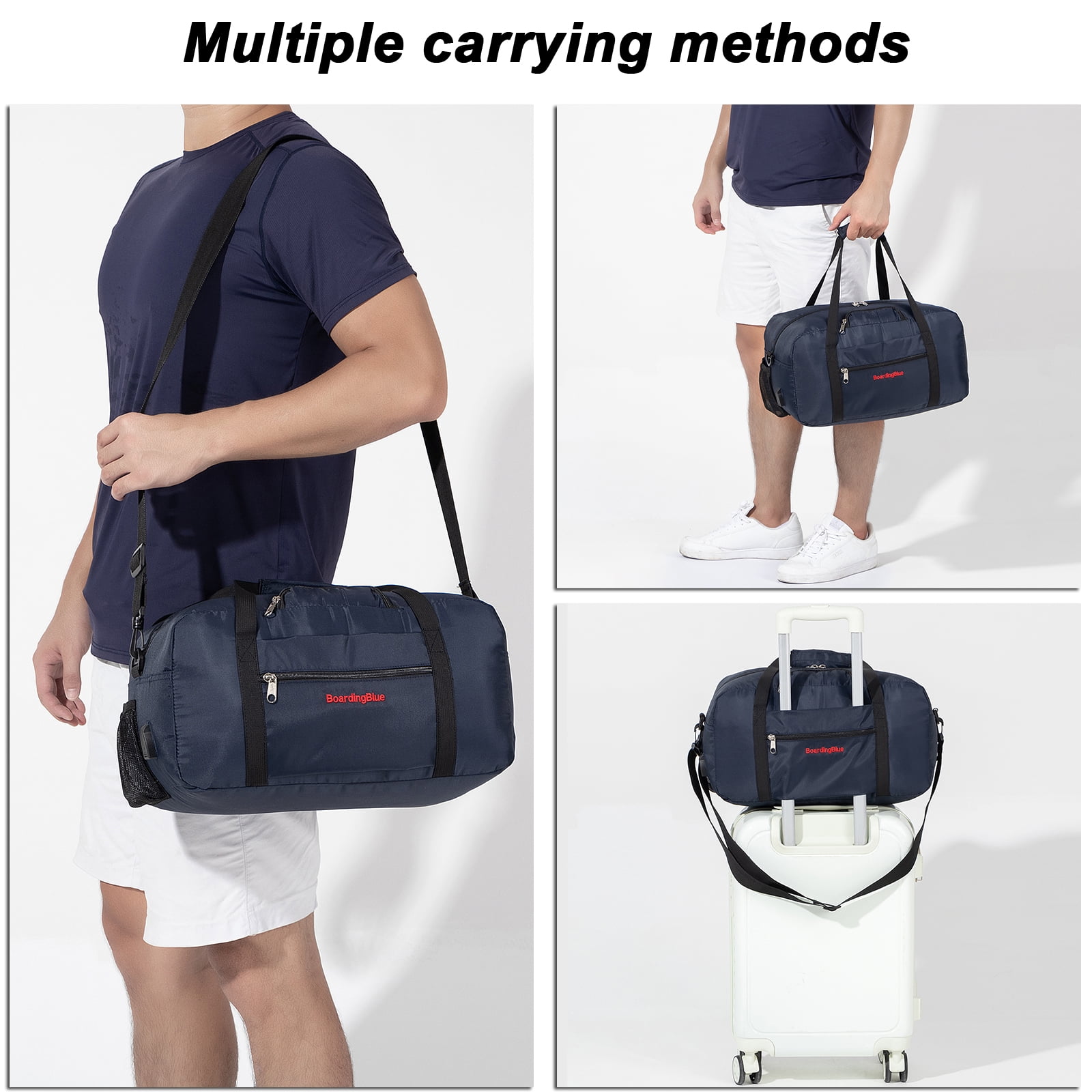 17" Personal Item Underseat Duffel Bag W Pillow for United Airlines (Navy)