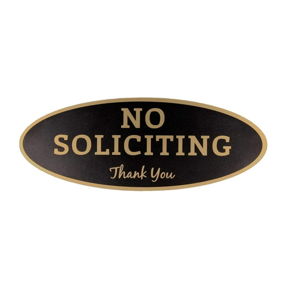 No Soliciting Sign For House Sign, 2x5 Inch No Soliciting Sign - Weatherproof Vinyl Door Sticker for Home & Business | Peel-and-Stick Privacy Decal