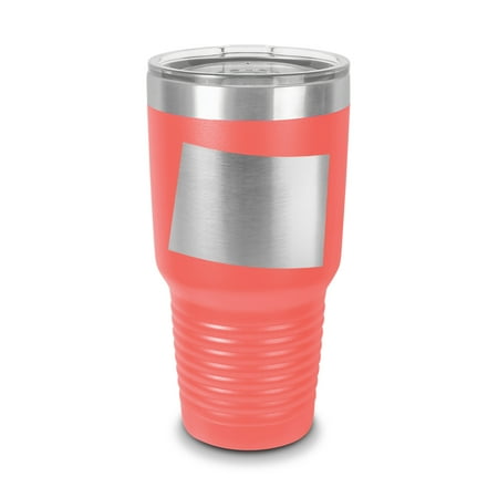 

Colorado Shaped Tumbler 30 oz - Laser Engraved w/ Clear Lid - Stainless Steel - Vacuum Insulated - Double Walled - Travel Mug - co - Coral