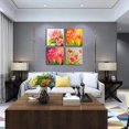 thumbnail image 4 of Tulips Wall Art Pink Flowers Canvas Wall Decor Abstract Print Home Decor Pictures Poster for Bedroom Living Room Bathroom Office Oil Painting Framed Ready to Hang 4 Panels (16x16inchx4), 4 of 6