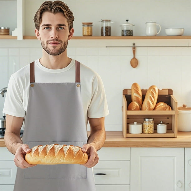 Delantal de Cocina Impermeable y Resistente Al Aceite | Bata Protectora de Plástico Unisex con Bolsillos | Tirantes Ajustables y 4 Colores | 30 X 28 Cm