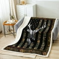 thumbnail image 2 of Camo Green American Flag Throw Blanket for Teen Hunting Deer Wild Animal Fuzzy Blanket USA Federations Stars Stripes Fleece Blanket Twin, Rustic Antlers Deer Hunting Wild Animal Flannel Blanket, 2 of 4