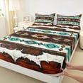 thumbnail image 3 of Castle Fairy Brown Teal Aztec Twin Sheet Sets,Bohemian Western Theme Bedding, 3 of 7