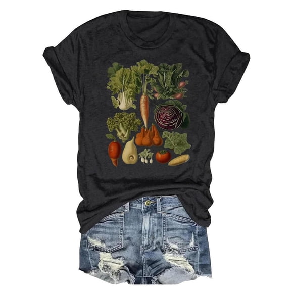 LUOGENLI Female T-shirts for Womens Women's Casual Print Round Neck Short Sleeve T Shirt Top Womens T-shirts Graphic Tees Funny Summer Clothes Womens T-shirts Graphic Tees xxl Tall Easter Black S