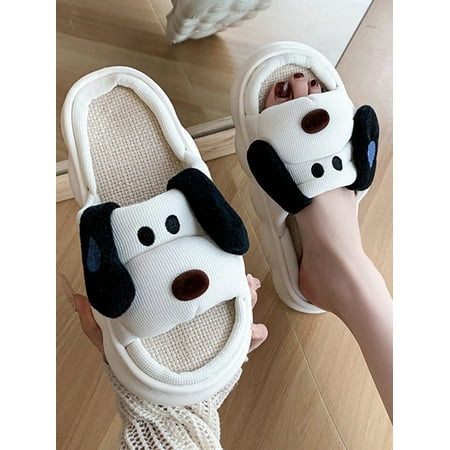

Women‘s Casual Cute Sheep Designed Linen Indoor Slippers In Beige