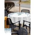 thumbnail image 4 of Outdoor Tablecloth with Umbrella Hole and Zipper, Eucalyptus Leaves Square Table Cloth 60x60 Inch Waterproof Tablecloth, Light Blue Summer Botanical Weeping Picnic Table Cover for Patio Camping, 4 of 7