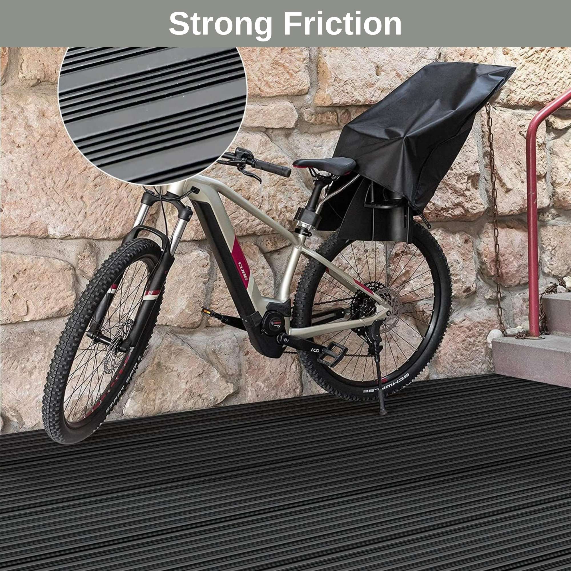 Qunbio Corrugated Rubber Floor Mat, 3.3ft x 9.8ft Fine Rib Heavy Duty Garage Floor Mat for Home, Entryway, Lab, Indoor Outdoor Floor Protection