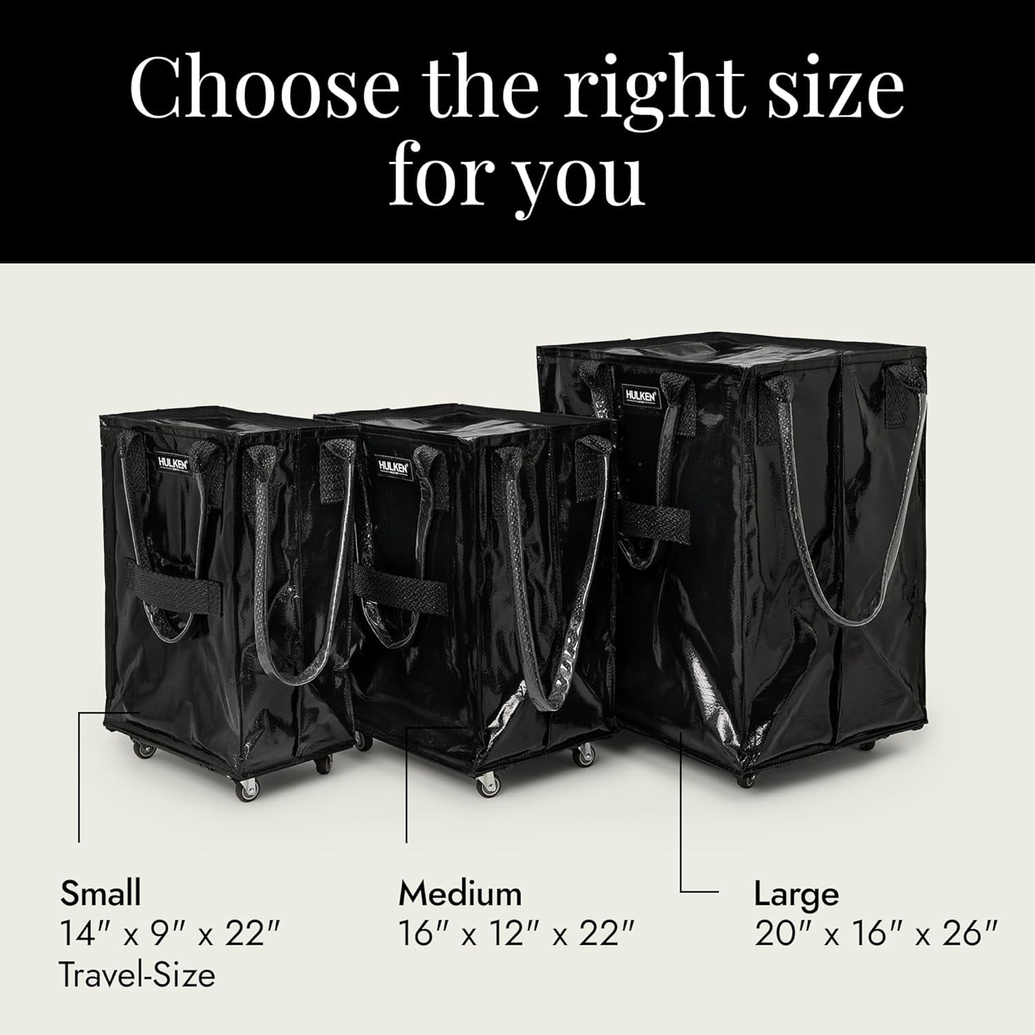Large, Black Reusable Rolling Tote & Rolling Shopping Bag with