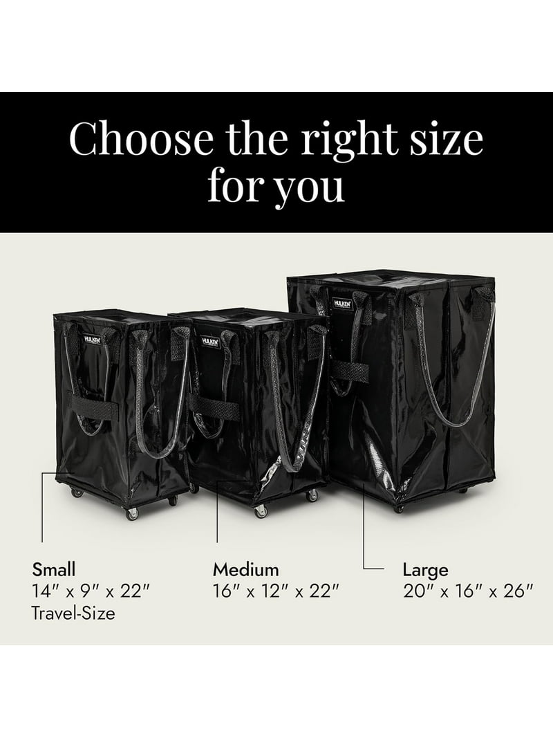 Large, Black Reusable Rolling Tote & Rolling Shopping Bag with
