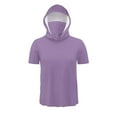 thumbnail image 6 of Fanxing Men Cooling Sun Shirts with Mask Big and Tall Rash Guards Short Sleeve Hoodies Sun Protection Face Cover Purple,XL, 6 of 9