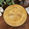thumbnail image 6 of BalsaCircle 6 Gold Round 13 in Swirl Acrylic Charger Plates Metallic Design Beaded Rim Party Decorations, 6 of 8