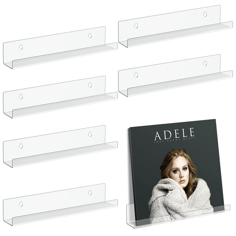 Vinyl Record Wall Mount- 5 Pack | No Wall Damage | Floating Shelf | Black &  White Album Holder | Display Your Best LPs