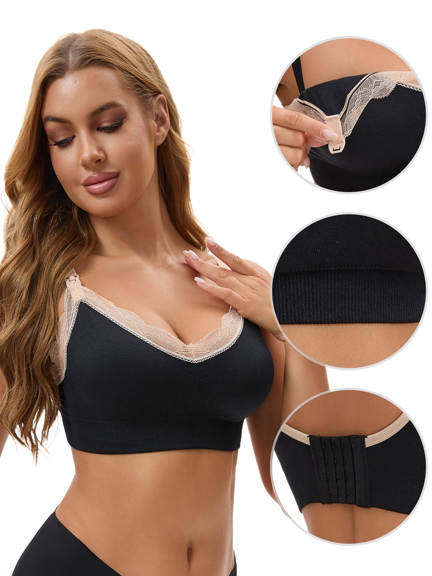 Unique Bargains Women's Wirefree Maternity Lingerie Bra M Black