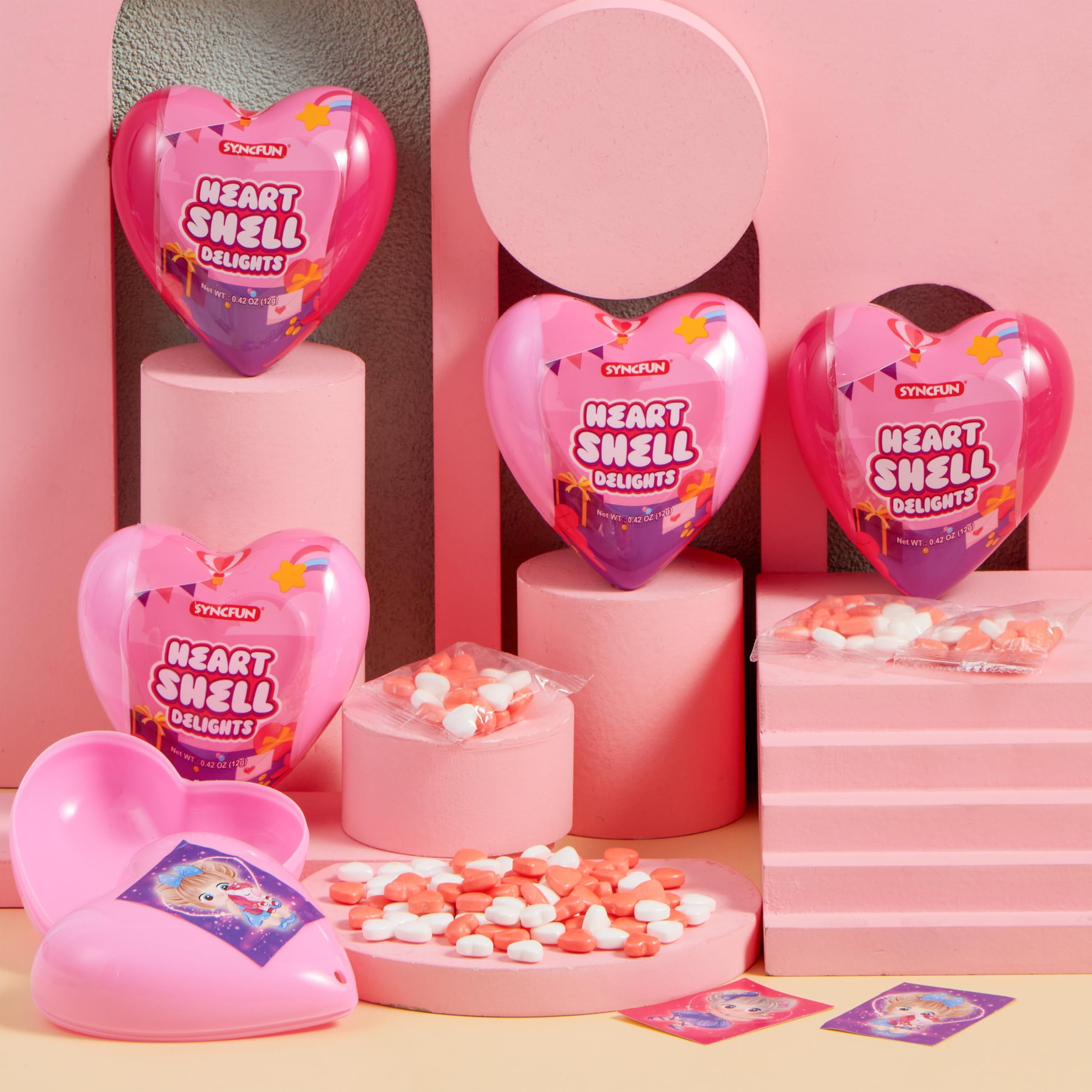JOYFY 12 Valentine's Day Heart Shell Candy for Valentine, Party