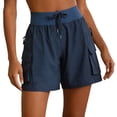thumbnail image 4 of vigerkar Women's Hiking Cargo Shorts Zipper Pockets Soft High Waisted Quick Dry 7 Inch Long Shorts for Women Golf Athletic Summer (Navy, M), 4 of 9