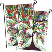 Colorful Rainbow Tree of Life Garden Flag 12.5×18 Inch Double Sided Burlap Decorative Yard Banner Garden Flag Holiday Flag for Party Home Outdoor Decoration 12 x 18 Inches