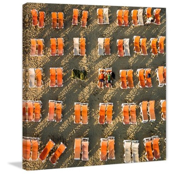 Marmont Hill "Orange Beach Chairs" by Karolis Janulis Painting Print on Wrapped Canvas