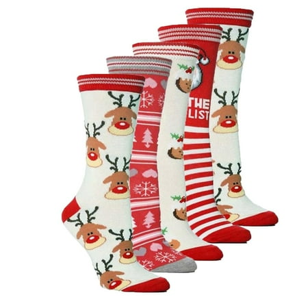 

KEYBANG Socks 5 Pair Unisex Casual Christmas Cute Cartoon Thickness Stockings Sleeping Socks Multicolor