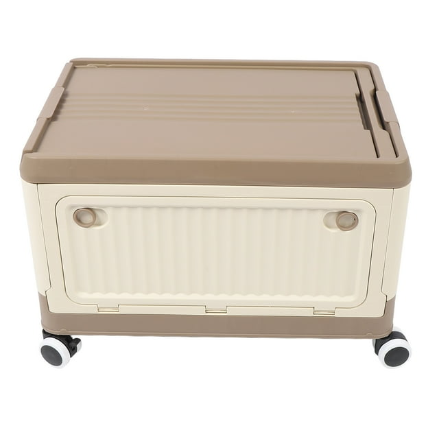 Chariot Utilitaire Pliable, Caisse Roulante Portable avec Couvercle et Poignée et Roues, Boîte de Rangement Utilitaire Roulante en Plastique Robuste Empilable pour Voyage, Magasinage, Bureau, Entrepôt