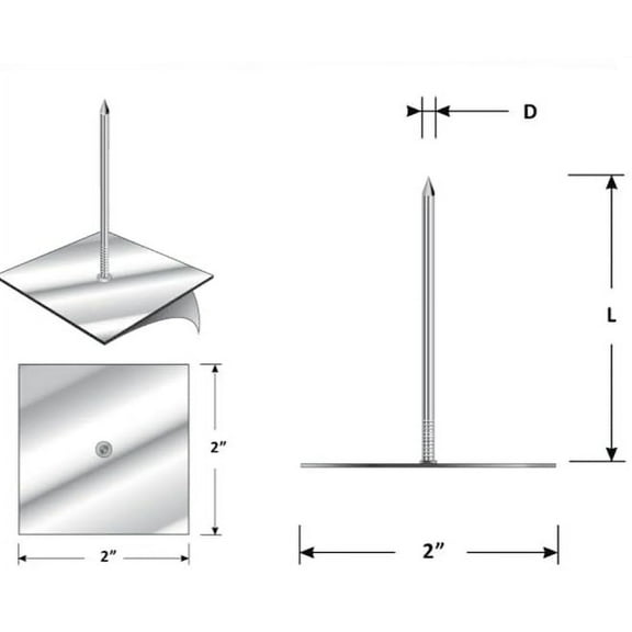 Self-Stick Insulation Hangers, Pins 2-1/2", Click to View Size and Quantity Options, Made in America