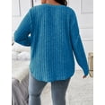 thumbnail image 3 of Women Plus Top 5XL Sweater Top Tunic Top Pullover Lady Top Long Sleeve Daily V-neck Autumn Daily Sweater Top Loungewear Striped Cogild, 3 of 5