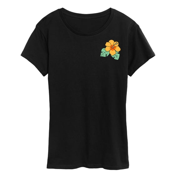 Instant Message - Yellow Hibiscus Short Sleeve Graphic T-Shirt