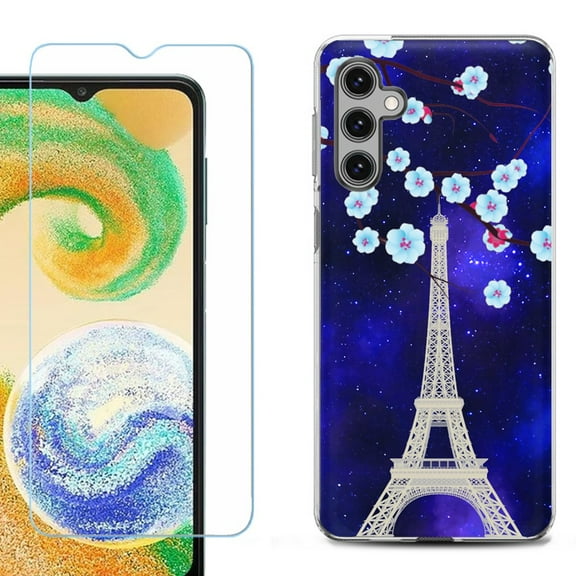 OneToughShield ® Compatible with Samsung Galaxy A15 5G, Shockproof Phone Case, with Tempered Glass Screen Protector - Eiffel Tower Stars
