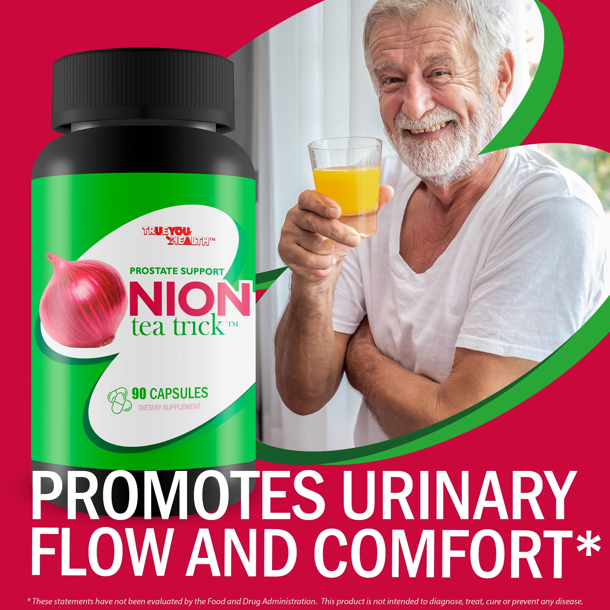 Prostate Support Onion Tea Trick - Our Best Prostatitis Supplement for Reducing Enlargement - Natural Swelling Support Formula with Turmeric & Vitamin D, C - Male Alpha Flow Super Prostate Genix Pill