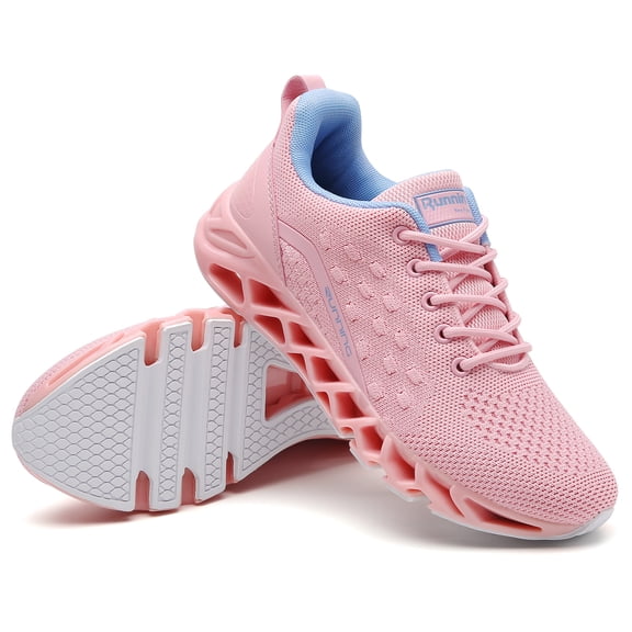 Women Shoes Slip on Sport Running Tennis Athletic Walking Shoes Gym Runner Trail Shoes Pink Blue Size 10