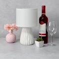 thumbnail image 2 of Simple Designs 11.02" Traditional Mini Modern Ceramic Texture Pastel Accent Bedside Table Desk Lamp with Matching Fabric Shade for Bedroom, Nightstand, Living Room, Entryway, 2 of 9