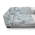 thumbnail image 3 of Botanical Soft Flannel Fleece Blanket, Repetitive Feather Mollusk Shell Succulent Print on Plain Backdrop, Cozy Plush for Indoor and Outdoor Use, 60" x 80", White Seafoam Ceil Blue, by Ambesonne, 3 of 6