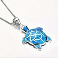 thumbnail image 5 of HOOUN New Opal Cute Turtle Necklace Pendant Silver Chain Jewelry Sweater Chain Gift, 5 of 7