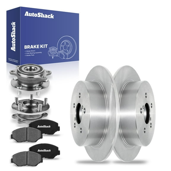 AutoShack Rear Brake Rotors Ceramic Brake Pads Wheel Bearing Hub Assembly | Replacement for 2005-2009 Subaru Outback Legacy 2.5L 3.0L AWD | 8-PC Brake Kit