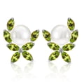 thumbnail image 2 of Galaxy Gold 3.25 Carat 14k Solid White Gold Stud Earrings Natural Peridot pearl, 2 of 3