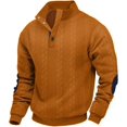 thumbnail image 1 of AIR-Men's Colorblock Pullover Sweaters Long Sleeve Stand Collar Quarter Button Knitted Sweatshirts Quilted Sweatshirt, 1 of 4