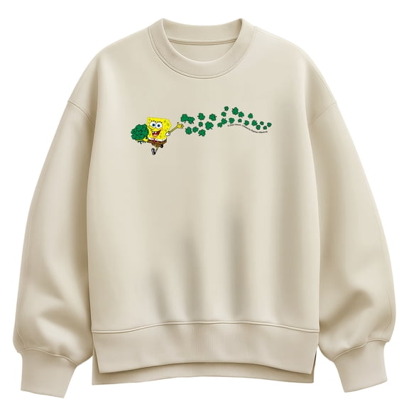 SpongeBob SquarePants - Spongebob Shamrocks Oversized Fleece Crew Sweatshirt