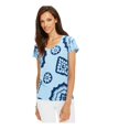 thumbnail image 1 of Camiseta estampada con cuello en V Tommy Hilfiger para mujer azul XS, 1 of 2